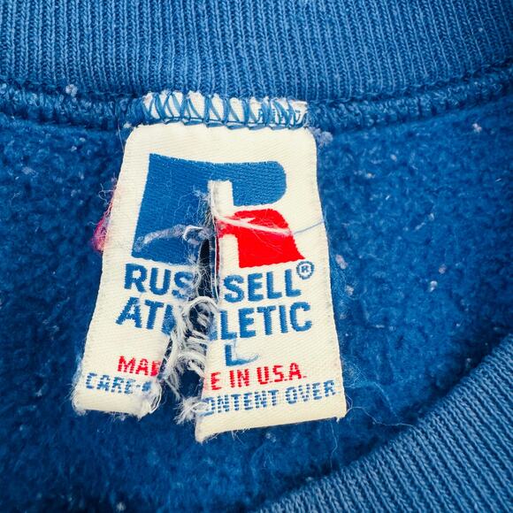 Russell Athletic VTG 90s New York Mets Blue Orange Amazin Crewneck Sweatshirt L - Picture 6 of 7